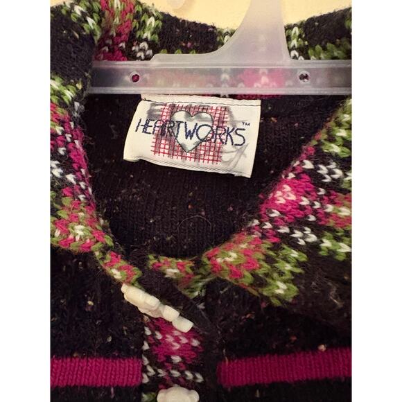 Vintage Heartworks Teddy Bear Cardigan Child Small USA Knit Kids 90s - Picture 2 of 7